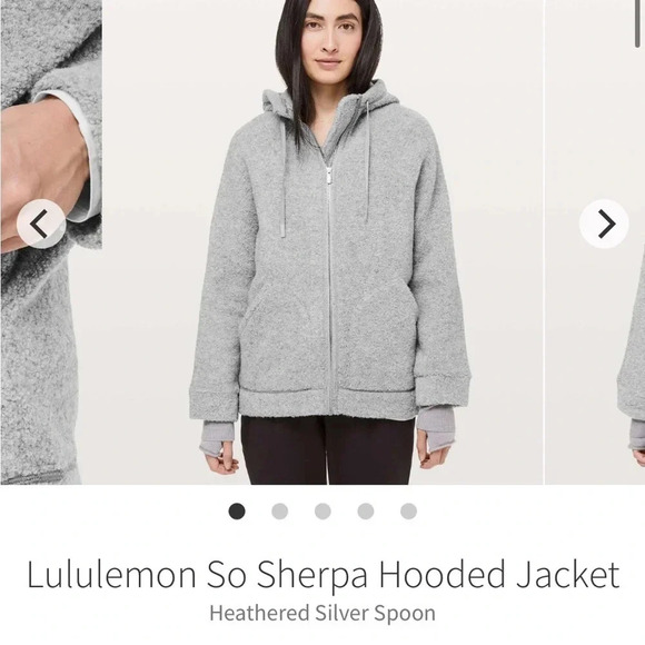 Lululemon So Sherpa Wool Blend Boucle Gray Heather Hooded Zip Jacket size 2 - Picture 2 of 13
